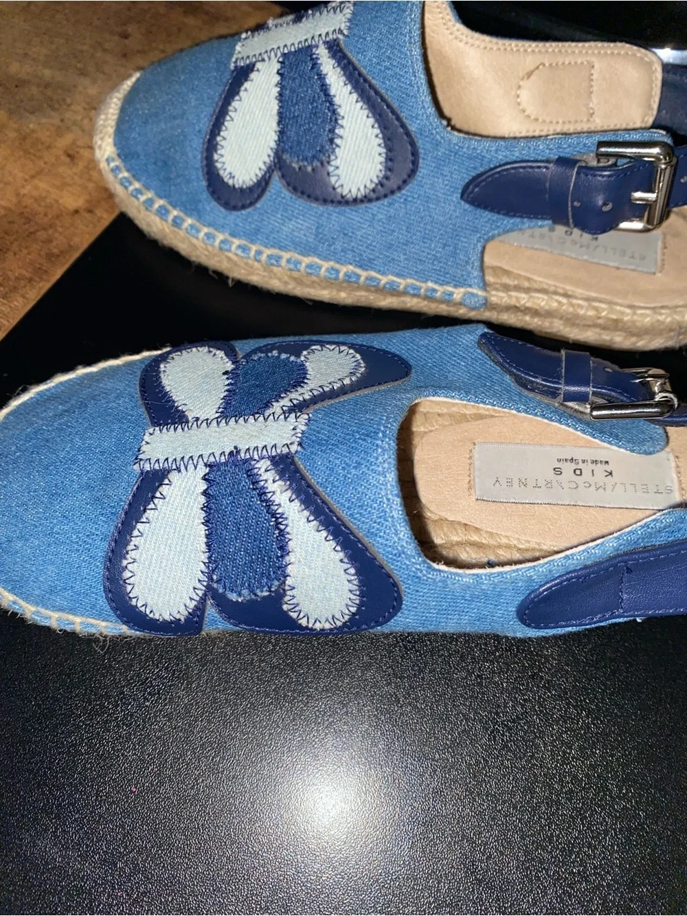 Stella McCartney Blue Denim Butterfly Patchwork Espadrille Slingback Sandals 32